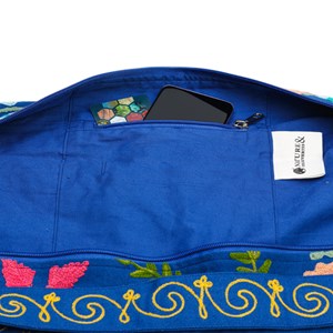 Sac de yoga brodé Bleu