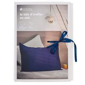 Taie d'oreiller en soie 19 mommes 50x70 Bleu marine