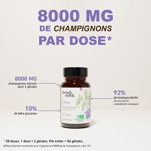 Gélules extrait de chaga immunité, digestion, vitalité French Mush