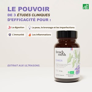 Gélules extrait de chaga immunité, digestion, vitalité French Mush