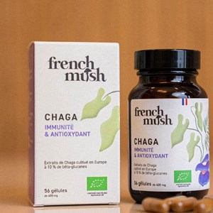 Gélules extrait de chaga immunité, digestion, vitalité French Mush