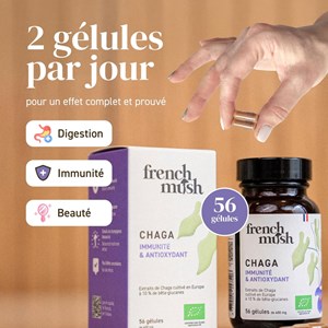 Gélules extrait de chaga immunité, digestion, vitalité French Mush