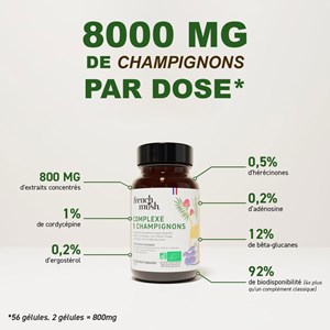 Gélules complexe 5 champignons vitalité, digestion, immunité French Mush