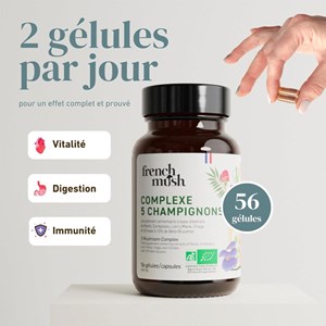 Gélules complexe 5 champignons vitalité, digestion, immunité French Mush