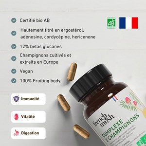Gélules complexe 5 champignons vitalité, digestion, immunité French Mush