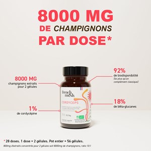 Gélules à l'extrait de cordyceps énergie, performance, libido French Mush