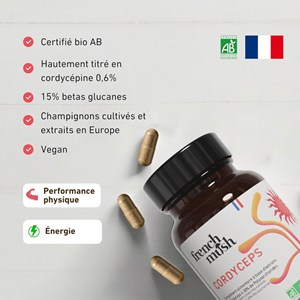 Gélules à l'extrait de cordyceps énergie, performance, libido French Mush