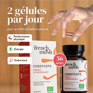 Gélules à l'extrait de cordyceps énergie, performance, libido French Mush