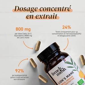 Gélules extrait de Lion's Mane humeur, mémoire, concentration French Mush