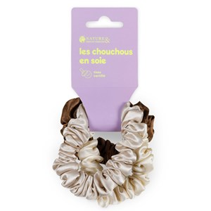 Trio chouchous pure soie certifiée Kaki, crème, marron