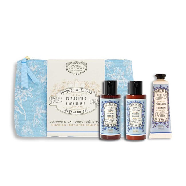Trousse de voyage Pétales d'Iris douche lait corps crème mains Panier des Sens