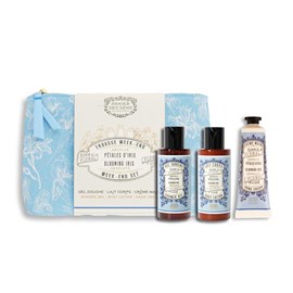Trousse de voyage Pétales d'Iris douche lait corps crème mains Panier des Sens