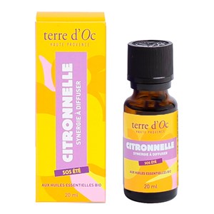 Synergie à diffuser citronnelle aux huiles essentielles bio SOS été terre d'Oc