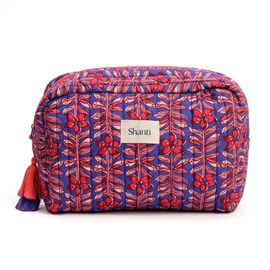 Grande trousse de maquillage fleurie en coton
