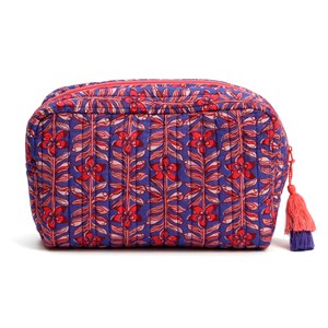 Grande trousse de maquillage fleurie en coton