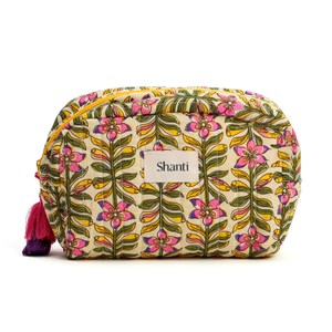 Trousse de maquillage fleurie en coton