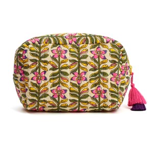 Trousse de maquillage fleurie en coton
