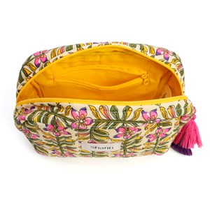 Trousse de maquillage fleurie en coton