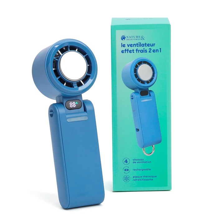 Nature & Découvertes - Mini ventilateur portable plaque froide rechargeable pour fraîcheur instantanée