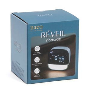 Réveil compact rechargeable 3 alarmes veilleuse température écran LED Naeo