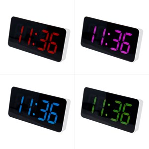 Réveil digital LED grand affichage avec double alarme et luminosité réglable