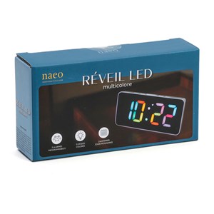 Réveil digital LED grand affichage avec double alarme et luminosité réglable