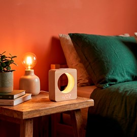 Réveil en bois avec affichage LED veilleuse tactile et affichage température