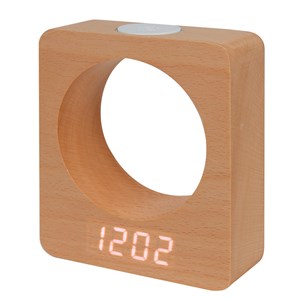 Réveil en bois avec affichage LED veilleuse tactile et affichage température