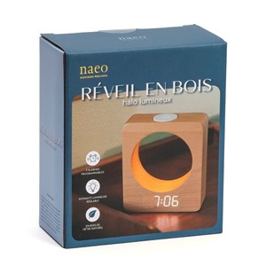 Réveil en bois avec affichage LED veilleuse tactile et affichage température