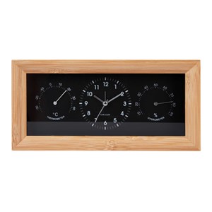 Réveil Karlsson Neat rectangulaire noir en bambou température et hygrométrie