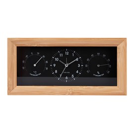 Réveil Karlsson Neat rectangulaire noir en bambou température et hygrométrie