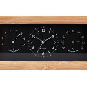 Réveil Karlsson Neat rectangulaire noir en bambou température et hygrométrie