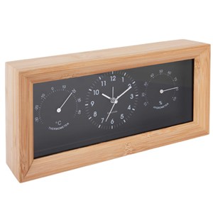 Réveil Karlsson Neat rectangulaire noir en bambou température et hygrométrie