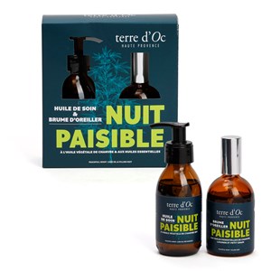 Coffret Nuit paisible huile de massage et brume d'oreiller au chanvre terre d'Oc