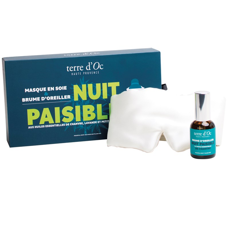 Coffret masque de nuit en soie de mûrier et brume d'oreiller 35ml