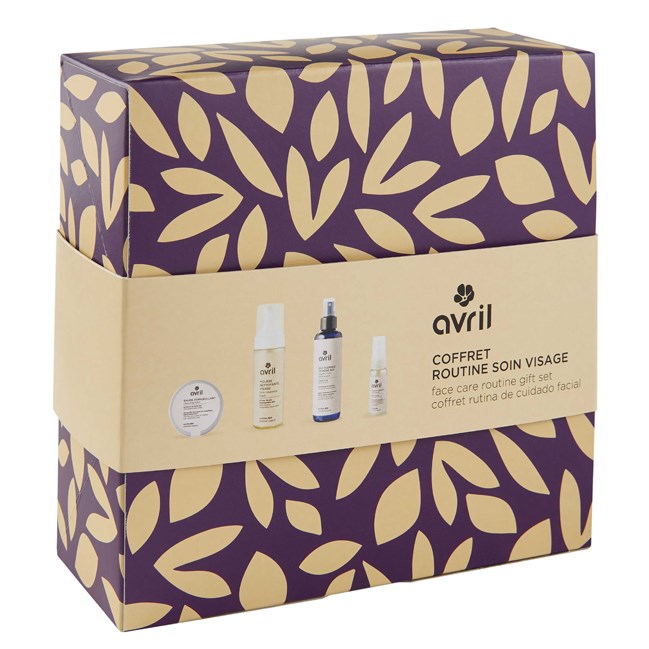 Coffret routine visage bio nettoyant, démaquillant, sérum, eau florale Avril
