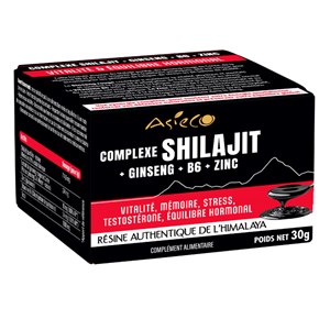 Complexe Shilajit de l’Himalaya & ginseng rouge de Corée vitamine B6 zinc 30
