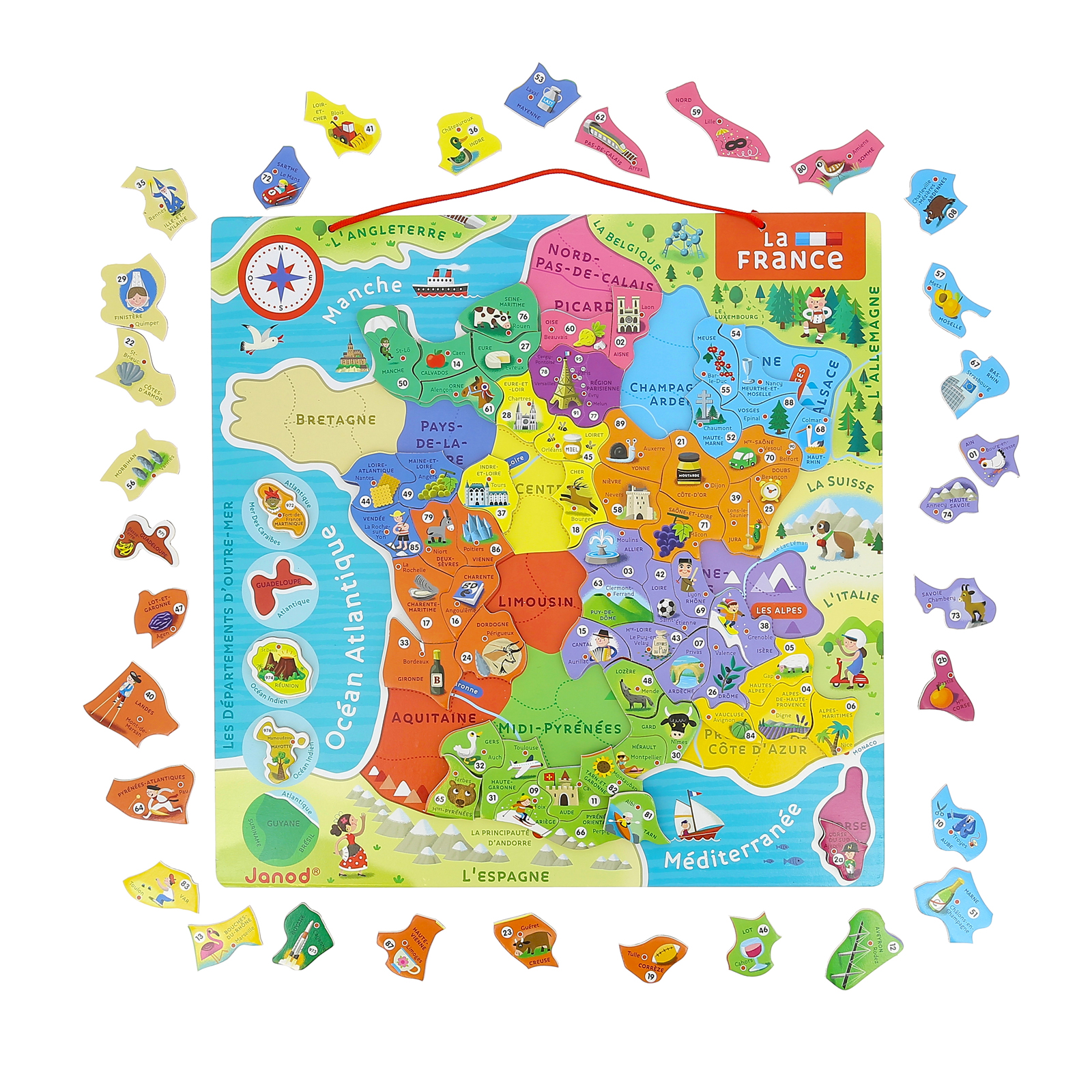 Carte De France Magnetique En Bois Nature Decouvertes