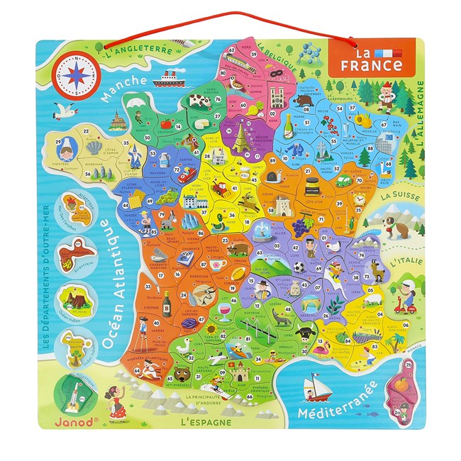 Carte de France avec magnets en bois 93 pices