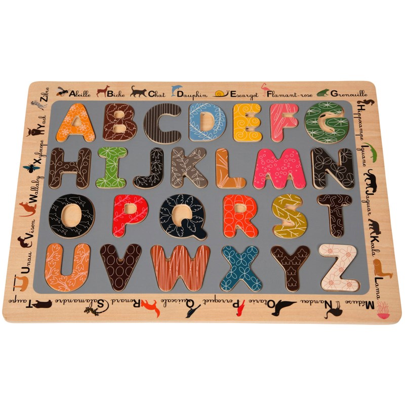 puzzle alphabet bois animaux