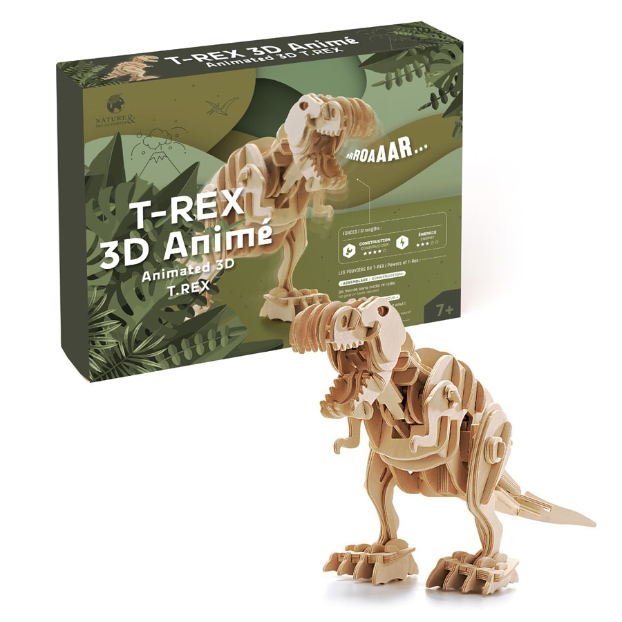 Kit Déco 3D Anniversaire sur socle à monter - Dinosaure - 3 pcs