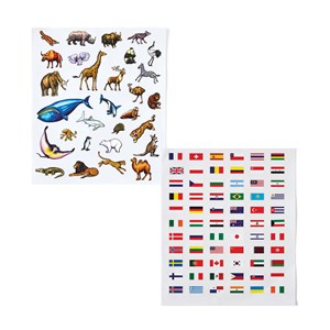 Globe drapeaux et animaux du monde