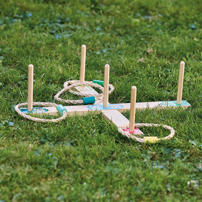 Jeu De Lancer De Sacs Et Anneaux En Bois Multijoueur - Système De Score, Stable Et Portable, Dès 3 Ans