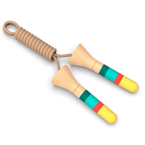 FINE-Corde à Sauter Réglable En Bois Fitness Enfants étudiants Cordes à