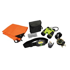 Kit explorateur nature pour enfant jumelles boussole lampe frontale podomètre 