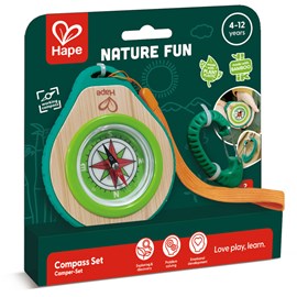 Boussole et mousqueton d'attache pour enfant bambou et bioplastique Hape