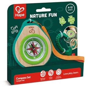 Boussole et mousqueton d'attache pour enfant bambou et bioplastique Hape