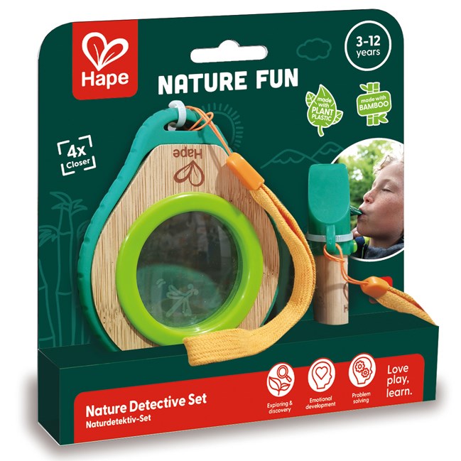 Loupe pour enfant grossissement X4 et sifflet bambou et bioplatique Hape