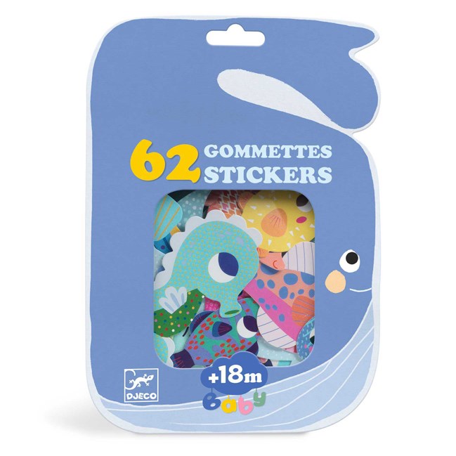 Coffret 62 gommettes stickers animaux de la mer Djeco