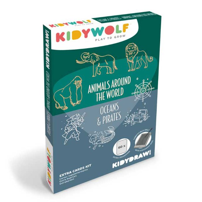 Coffret 60 cartes pour tablette à dessin Kidydraw animaux et pirates